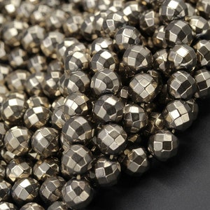 Titanium Pyrite Faceted 2mm 3mm 4mm 6mm 8mm Round Beads 15.5" Strand