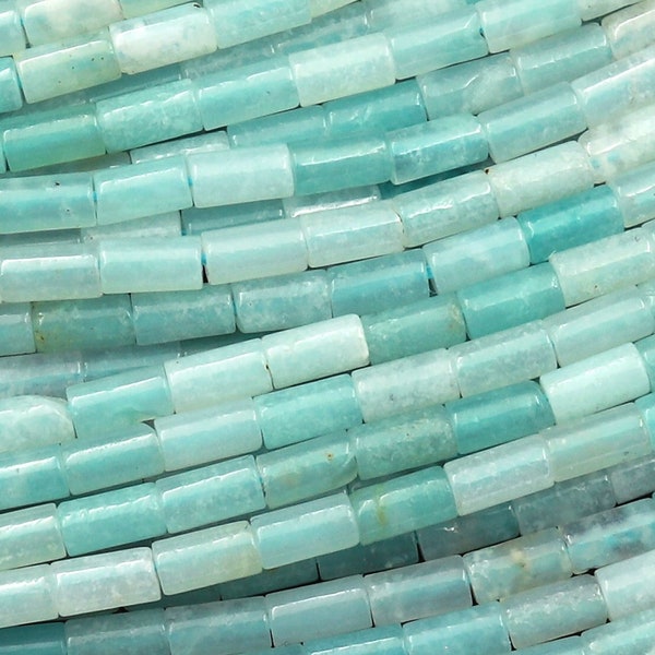 Natural Amazonite 4x2mm Small Thin Smooth Spacer Tube Beads 15.5" Strand