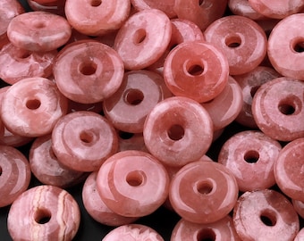 Pendentif donut en rhodochrosite naturelle 10 mm 12 mm 14 mm 16 mm 18 mm
