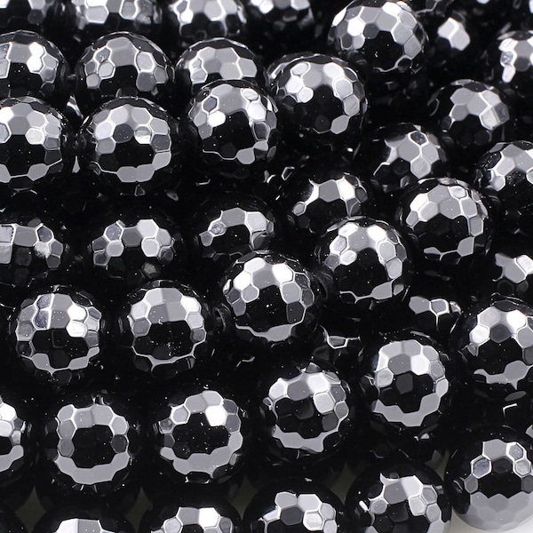 AAA Grado AAA Natural Black Onyx Beads Faceted 2mm 4mm 6mm 8mm 10mm 12mm Round Beads High Quality Natural Black Gemstone 15.5 "Strand