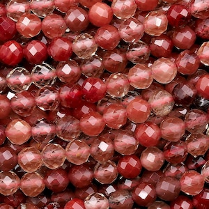 Faceted Rare Natural Red Lazasine (Andesine-Red Labradorite) 2mm 3mm 4mm 5mm 6mm Round Beads 15.5&quot; Strand