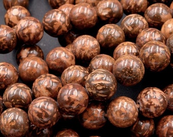 Natural Smooth Brown Leaf Jasper Long Drops 13x47mm One Pair
