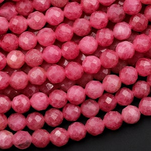 AAA mikrofasetterad naturlig rosa röd thulit 3 mm 4 mm runda pärlor diamantslipad ädelsten från Norge 15,5" sträng
