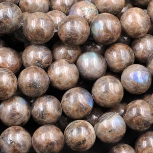 Rare Natural Chocolate Labradorite 4mm 6mm 8mm 10mm 12mm Round Beads 15.5&quot; Strand