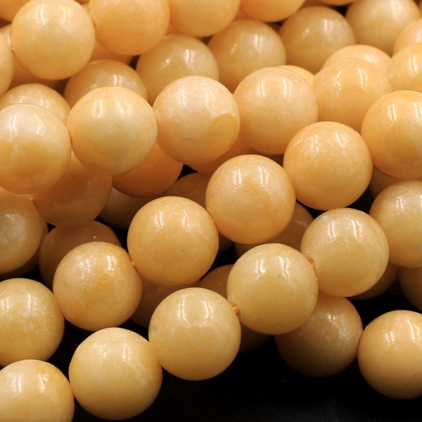 Dalla Birmania Stunning Natural Burmese Yellow Jade Round Beads 8mm 10mm 15.5" Strand