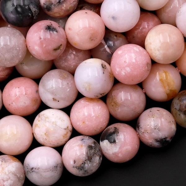 Natural Peruvian Pink Opal 6mm 8mm 10mm Round Beads 15.5" Strand