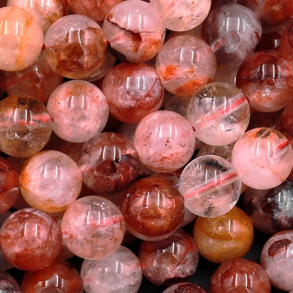 Natural Red Hematoid Lepidocrocite Quartz 6mm 8mm 10mm Round Beads Rare Red Quartz Crystal Powerful Energy Stone From Madagascar Strand