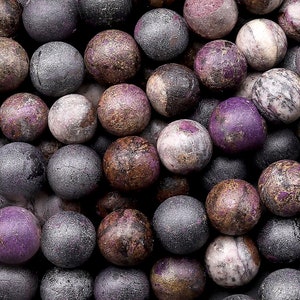 Matte Natural Stichtite Beads 7mm 8mm Smooth Round Beads 15.5&quot; Strand