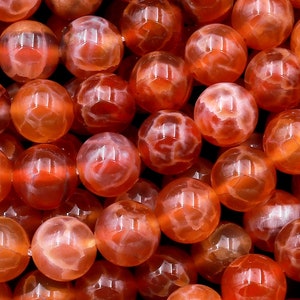 Orange Red Fire Agate 4mm 6mm 8mm 10mm Round Beads 15.5" Strand