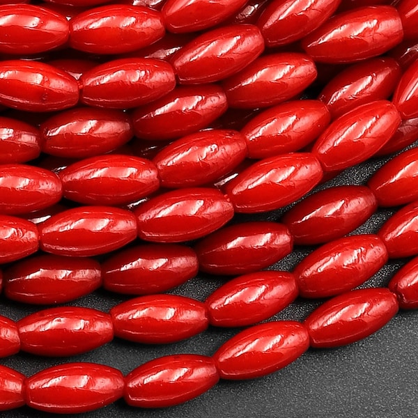 Genuine Red Bamboo Coral Small Rice Barrel Beads 6mm 15.5" Strand