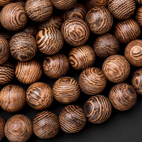 Natural African Wenge Wood Beads 6mm 8mm 10mm 12mm Great For Mala Prayer Meditation Therapy 15.5" Strand