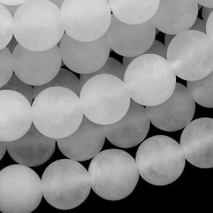 Cuentas redondas lisas de jade blanco natural mate de 4 mm, 6 mm, 8 mm y 10 mm, tira de 15,5&quot;