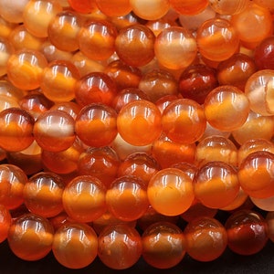 AAA Natural Carnelian 4mm 6mm 8mm 10mm 12mm Round Beads Highly Polished Finish Natural Red Orange Gemstone 15.5&quot; Strand