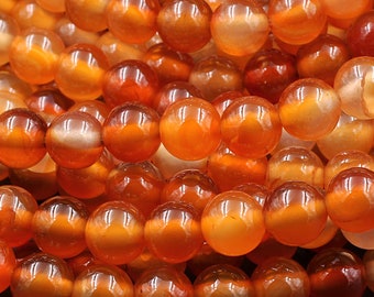 AAA Natural Carnelian 4mm 6mm 8mm 10mm 12mm Round Beads Highly Polished Finish Natural Red Orange Gemstone 15.5" Strand