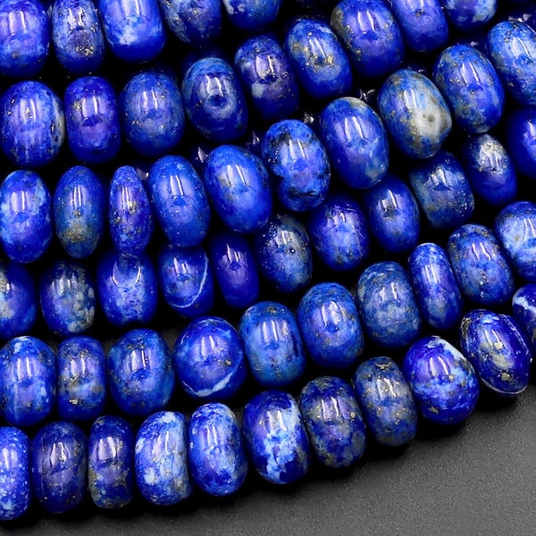 Natural Blue Lapis Beads Smooth Rondelle Beads 6mm 8mm 10mm 15.5" Strand