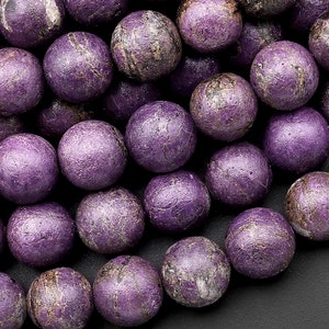 Matte Natural Stichtite Beads 4mm 6mm 8mm Smooth Round Beads 15.5&quot; Strand