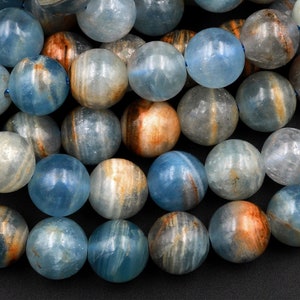 Rare Natural Argentina Lemurian Aquatine Calcite Aka Blue Onyx Smooth Round Beads 4mm 6mm 8mm 10mm 12mm 15.5" Strand