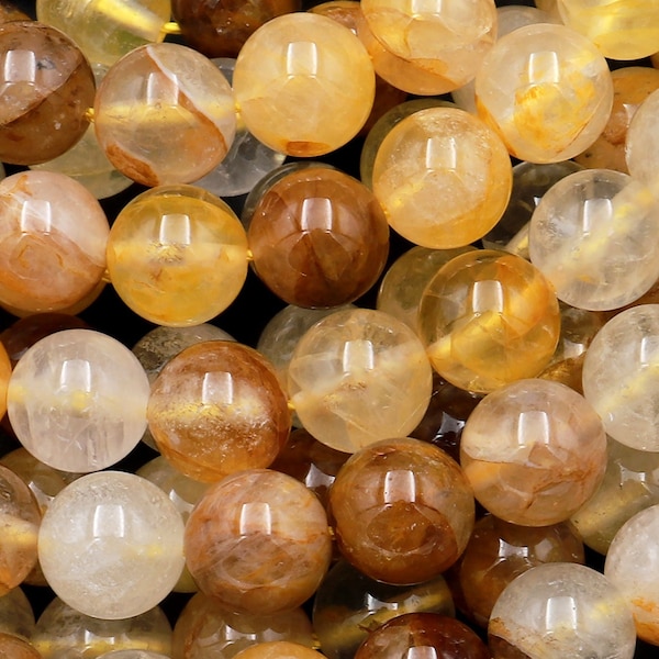 Natural Golden Healer Quartz 6mm 8mm 10mm Round Beads 15.5" Strand