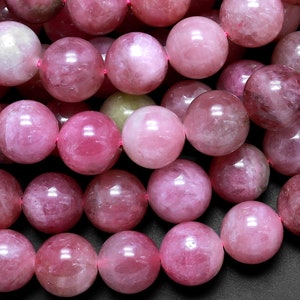 AAA Rare Natural Pink Tourmaline Round Beads 6mm 8mm Vibrant Real Genuine Tourmaline Gemstone 15.5" Strand