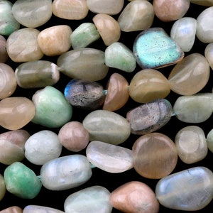 Natural Garnierite Green Moonstone Freeform Chip Pebble Nugget Beads Gemstone 15.5&quot; Strand