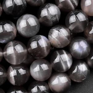 AAA Natural Black Moonstone 6mm 8mm 10mm 12mm 14mm Round Beads 15.5" Strand