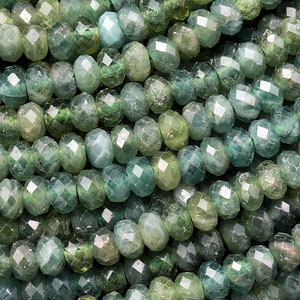 AAA Rare Faceted Natural Green Apatite 4mm 5mm Rondelle Beads 15.5" Strand