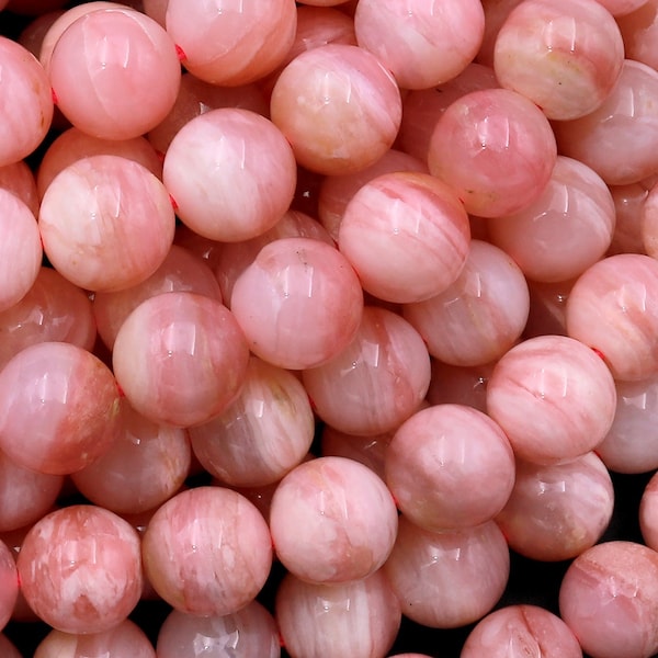AAA Natural Peruvian Pink Opal 4mm 6mm 8mm 10mm 12mm 14mm Smooth Round Beads Gemstone 15.5" Strand