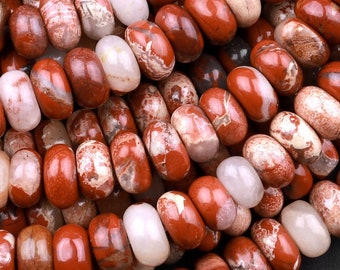 Natural Red Brecciated Jasper 6x4mm Rondelle Beads 15.5" Strand