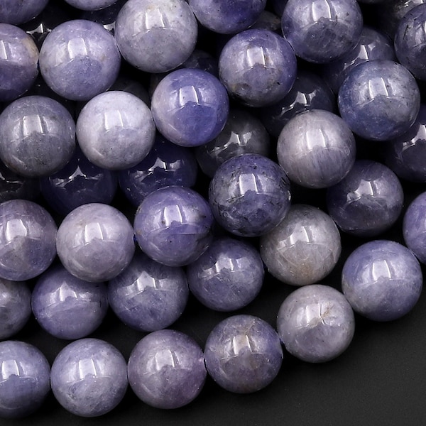 Real Genuine Natural Tanzanite Round Beads 4mm 6mm 8mm Purple Blue Gemstone 15.5" Strand