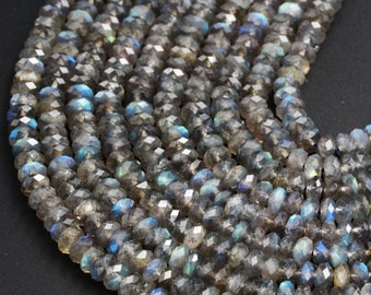 BL64FGS57E Sold By Strand Labradorite Rondelle Beads 9 Labradorite Faceted Rondelle Beads 7.50 mm