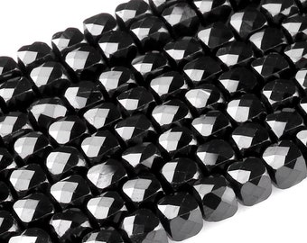 Natural Black Spinel Faceted 2mm 3mm 4mm Cube Beads Micro Faceted Laser Diamond Cut 15.5" Strand