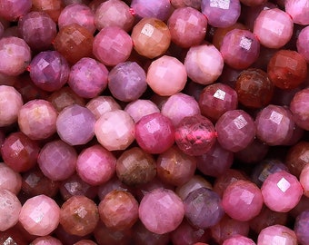 Real Genuine Natural Ruby Gemstone Faceted 5mm Round Beads Laser Diamond Cut Gemstone Beads 15.5" Strand