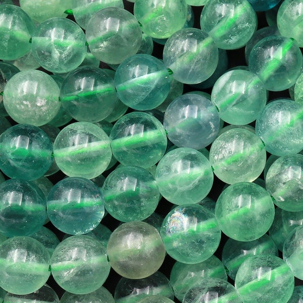 Natürlicher grüner Fluorit 6mm 8mm 10mm Runde Edelstein Perlen 15.5" Strang