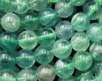 Natural Green Fluorite 6mm 8mm 10mm Round Gemstone Beads 15.5" Strand