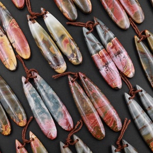 Pendientes perforados Red Creek Jasper Teardrop Par de cuentas de cabina de piedras preciosas combinadas También conocido como Jaspe Picasso multicolor