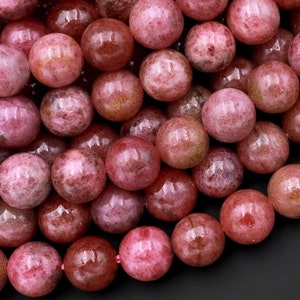 Natural Pink Red Fuchsia Thulite 7mm 8mm 10mm Round Beads Gemstone From Norway 15.5&quot; Strand