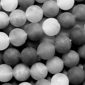 Matte Natural Stormy Grey Cloudy Quartz Round Beads 4mm 6mm 8mm 10mm 15.5&quot; Strand