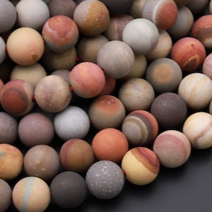 Matte Natural Polychrome Landscape Ocean Jasper 4mm 6mm 8mm 10mm 12mm Round Beads 15.5&quot; Strand