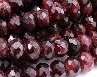 12 Pcs #GCI005 4mm x 8mm Transparent Garnet Faceted Rondelle