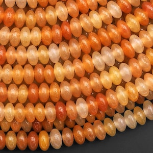 Natural Orange Yellow Aventurine 4mm Smooth Rondelle Beads 15.5&quot; Strand
