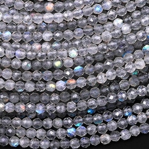Micro Faceted Natural Labradorite 2mm Round Beads Gemstone 15.5&quot; Strand