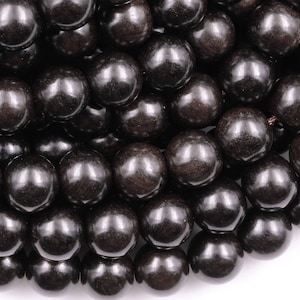 Natural Black Kamagong Ebony Wood Beads 4mm 6mm 8mm 10mm 12mm 15mm 18mm Great For Mala Prayer Meditation Therapy 15.5&quot; Strand