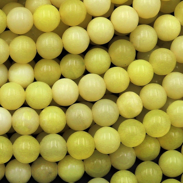 Natural Lemon Jade Round Beads 4mm 6mm 8mm 10mm 15.5" Strand