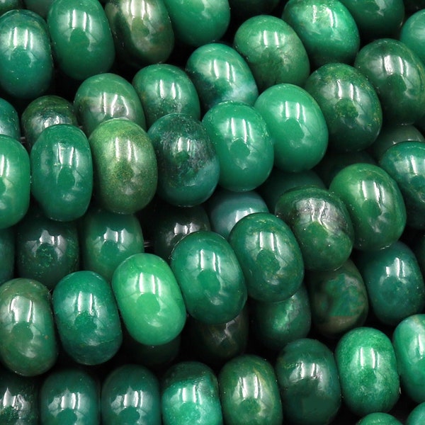 Natural African Green Jade Beads 6mm 8mm Rondelle Beads High Quality Gemstone 15.5" Strand