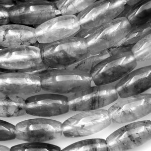 Natürliche stürmische graue bewölkte Quarz dünne Fass-Trommel-Perlen 15,5 "Strang