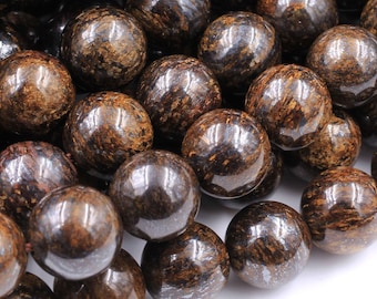 Perles Rondes En Jaspe Bronzite Naturel - Diamètres 4mm à 14mm - Perles Pour Bijoux - Neuf