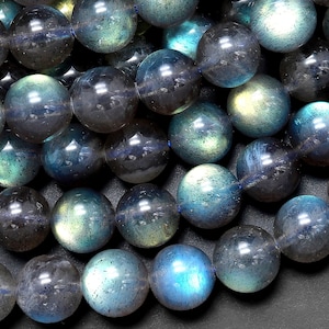 AAA+ Natural Blue Labradorite 4mm 6mm 8mm 10mm Round Beads Nothing But Fire Best Quality 15.5" Strand