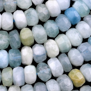Large Natural Multicolor Aquamarine Faceted Rondelle Beads 8mm 15.5&quot; Strand