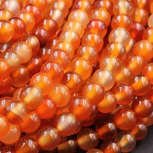 AAA Natural Carnelian 4mm 6mm 8mm 10mm 12mm Round Beads Highly Polished Finish Natural Red Orange Gemstone 15.5 Strand image 2