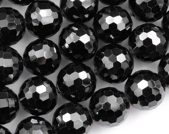 AAA Genuine Natural Black Spinel Faceted 6mm 8mm 10mm Round Beads Gemstone 15.5" Strand